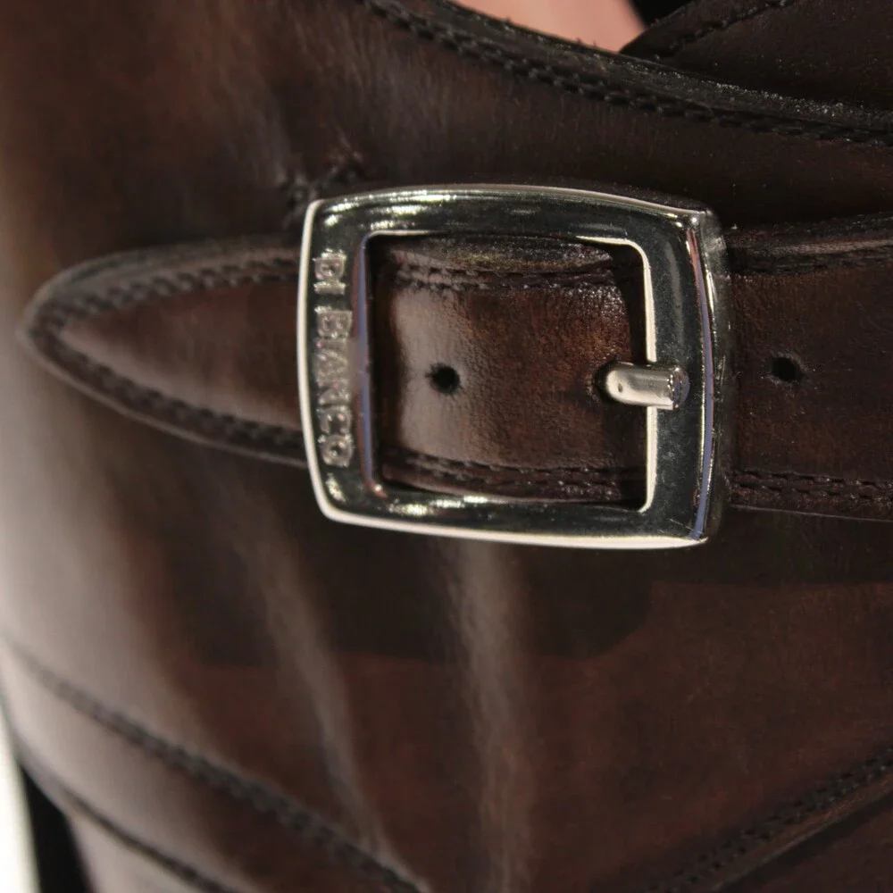 Di Bianco NWD Single Monk Strap Dress Shoes Size 9 US in Brown Leather